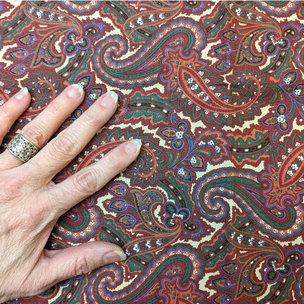 4+ Yards Ornate Red Paisley Fabric Vintage 1980's 1990's VIP CRANSTON PRINTWORKS